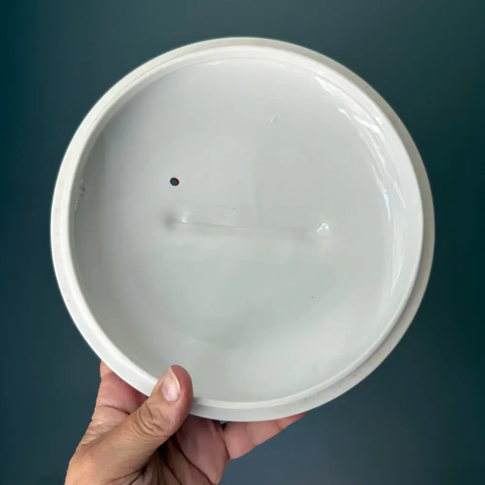 Vintage Hall China Chinese Red Sundial Covered Casserole Art Deco 1930s-50s